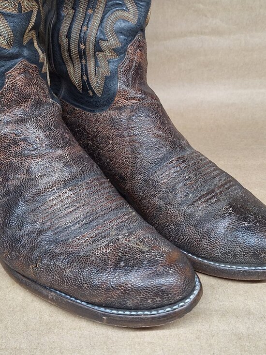 LUCCHESE 2000 Men\'s Ostrich Leg Leather Western Boots Size 9D (T3031) main image 12